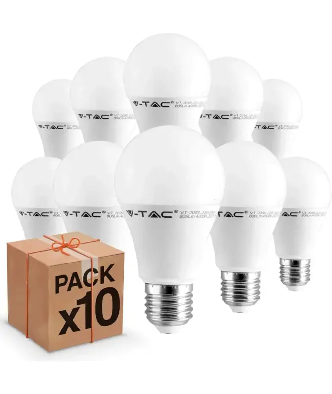 10-pack E27 9W LED-lampa 200 grader Outlet