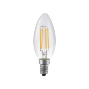 Snabb frakt E14 4W dimbar LED-kronlampa Filament, C35, 370lm, 2500K, klart glas