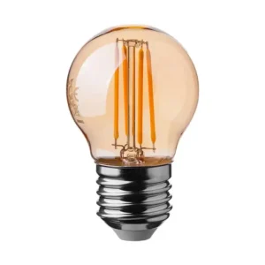 Nyhet E27 4W LED kronlampa G45, kultråd, 2200K, bärnstensfärgad