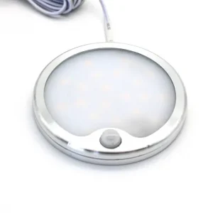 Rea Sono60s möbelspot Ø6cm 12V DC, Mått: Ø6 cm, utanpåliggande, sensor, borstat stål