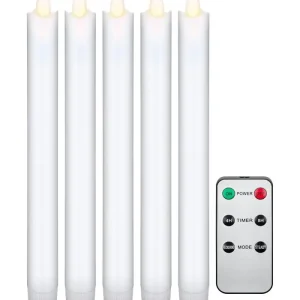 5-pack vita LED-stearinljus inklusive fjärrkontroll Batteri Expressleverans