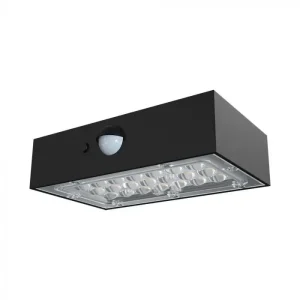 Sänkt pris 3W Solcellsvägglampa LED IP65, svart, sensor