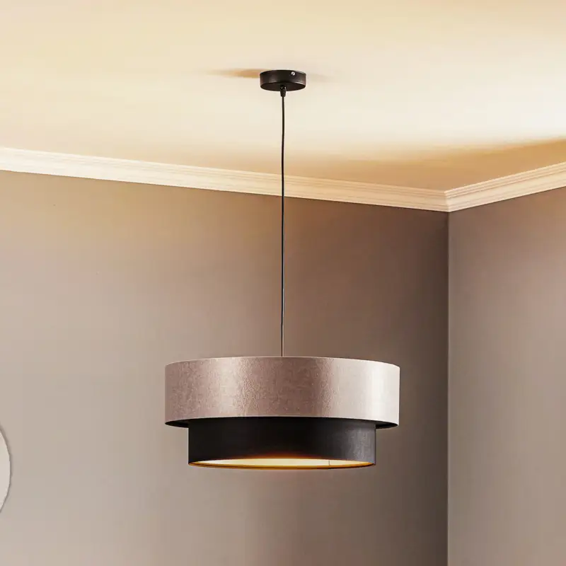 Kampanj Hänglampa Dorina, silver/svart Ø 50 cm