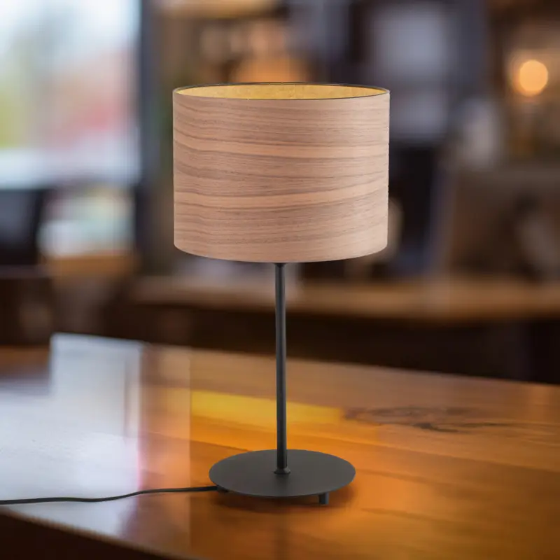 Envostar Bordslampa i fanér valnöt Ø 25cm Billigare