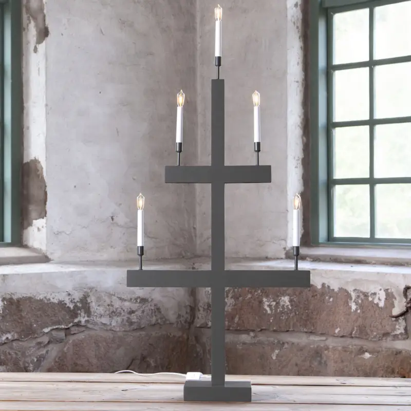 Sista chansen Fönsterljusstake Storm 5 lampor 118 cm mörkgrå