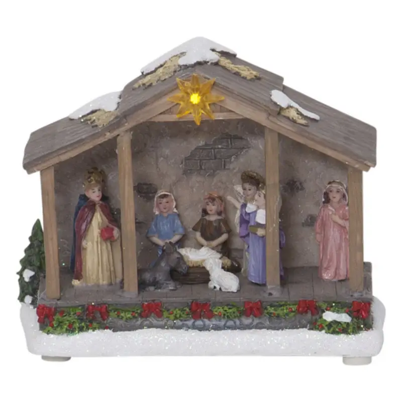 Billig LED-dekorbelysning Nativity, batteridrift, 19 cm