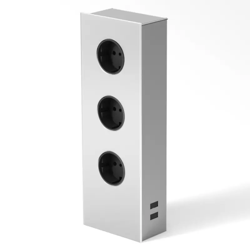 Power-uttagstorn i stål, 3-pack Lågt pris