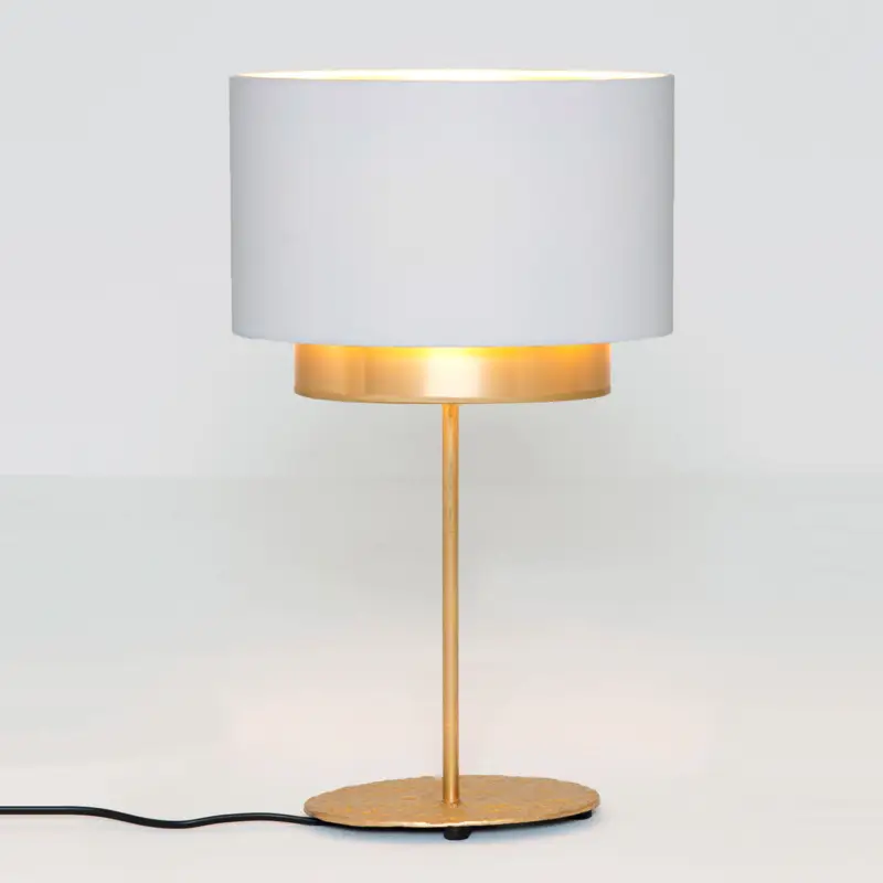 Bordslampa Mattia, oval, dubbel, vit/guld Expressleverans