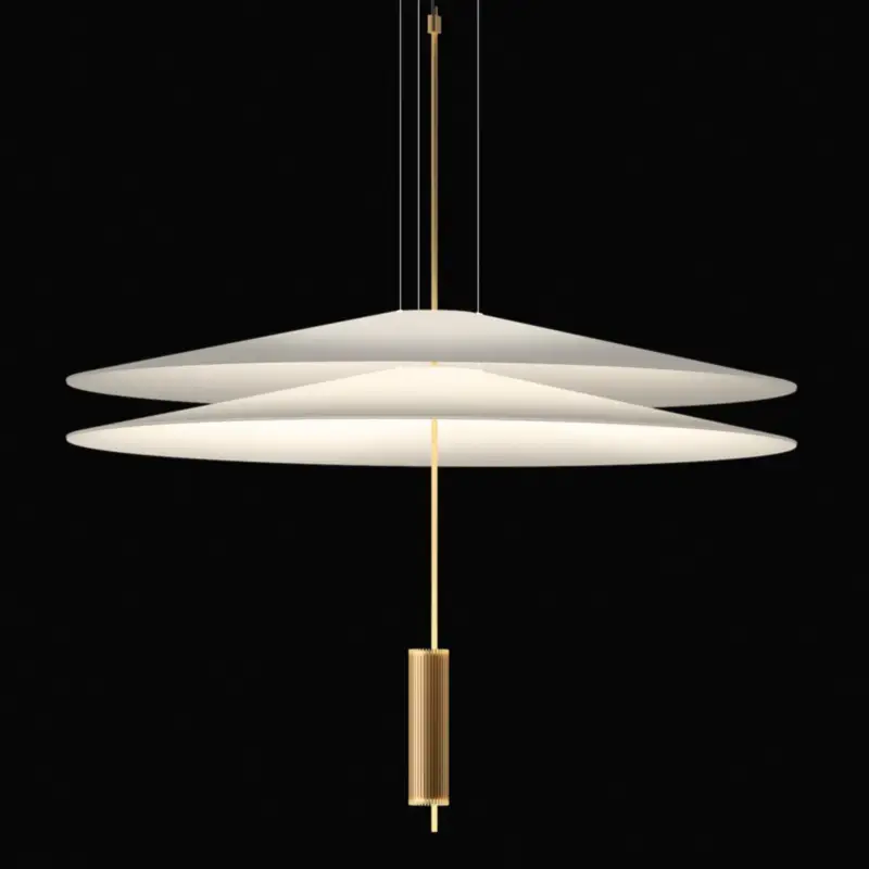 Vibia Flamingo – LED-pendellampa med 2 skärmar, guld Handla nu