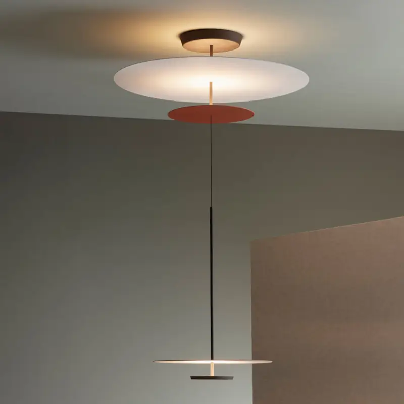 Premium Vibia Flat LED-hänglampa 3 lampor Ø 90 cm terrakotta