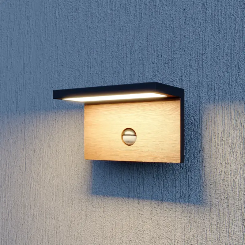 Lucande Lignus LED-utomhusvägglampa, rörelsesensor Rabatt
