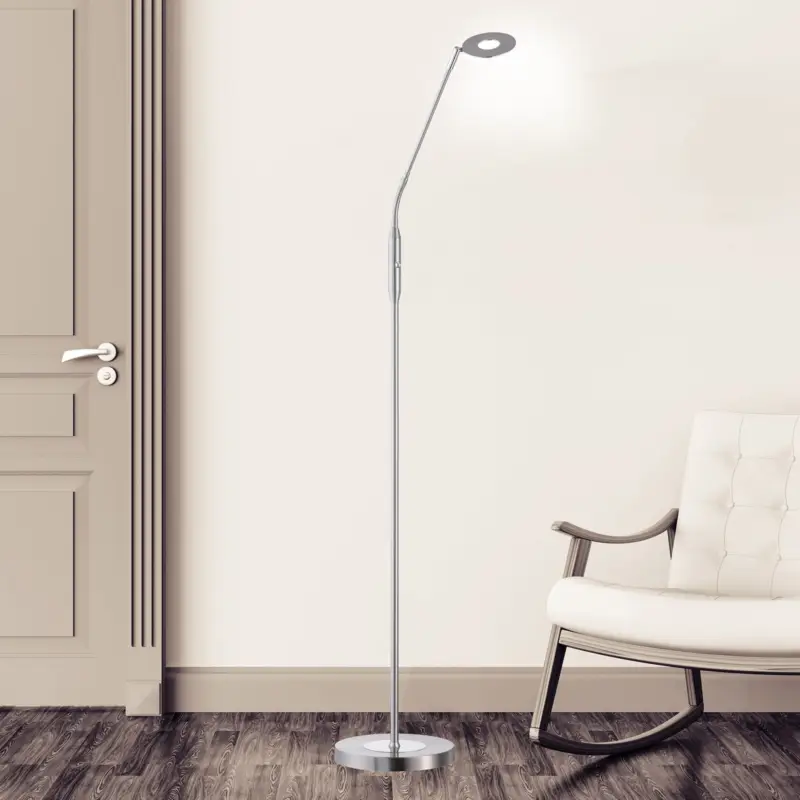 Premium LED-golvlampa Dent, CCT, enkel ljuskälla, nickel