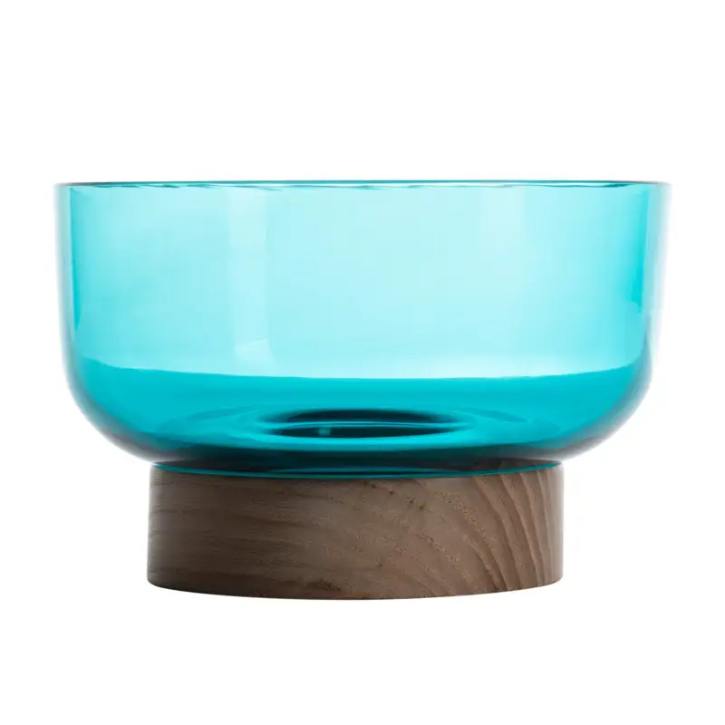 Endast denna vecka Artemide Bontà skål, turkos, Ø 18 cm, glas, trä