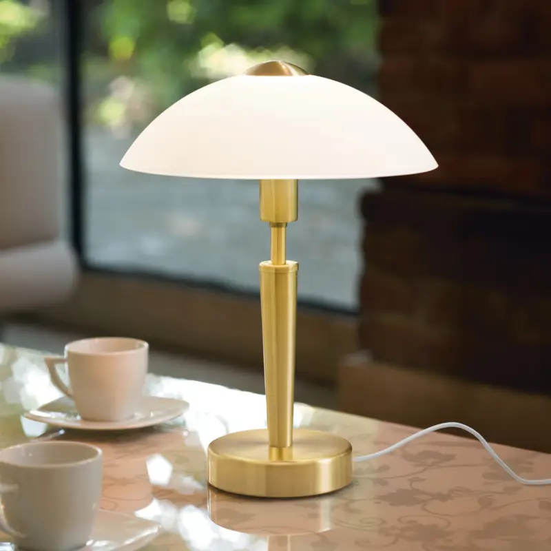 Billigare Bordslampa SOLO 1, mässingsfärgad, höjd 35 cm Metall/glas dimbar