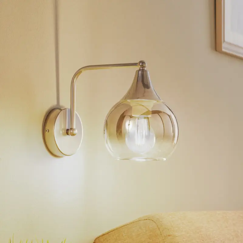 Vägglampa Monte i glas, 1 lampa, silver Endast denna vecka
