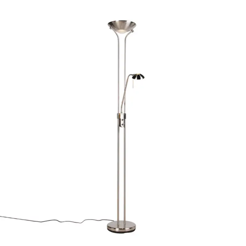 Diva LED-uplight-golvlampa med läslampa, stål Reapris