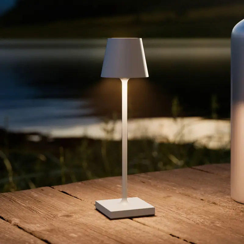 Erbjudandepris LED-bordslampa med batteri Nuindie pocket, grå, IP54, dimbar