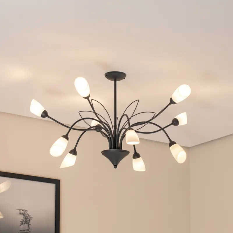 Taklampa Gloriosa, glas, svart, 10 lampor Begränsad tid