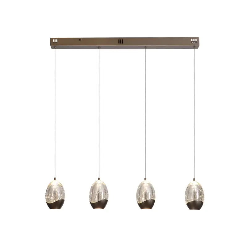 Billig LED-pendellampa Seeds, krämfärgad, längd 75 cm, glas 4 lampor.