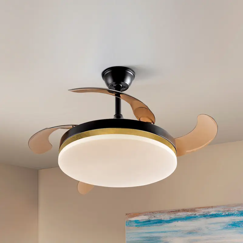 LED-takfläkt Vento svart/guld/rökfärgad Ø 100 cm tyst Premium