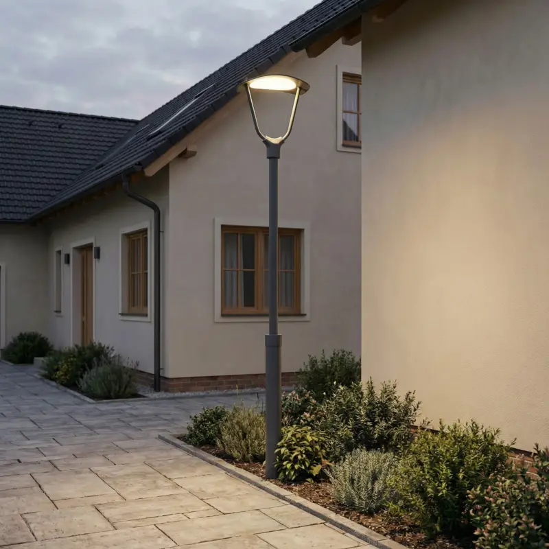 Lucande LED-utomhuslampa Tarasu, grå, 250 cm, aluminium, IP65 Begränsat antal
