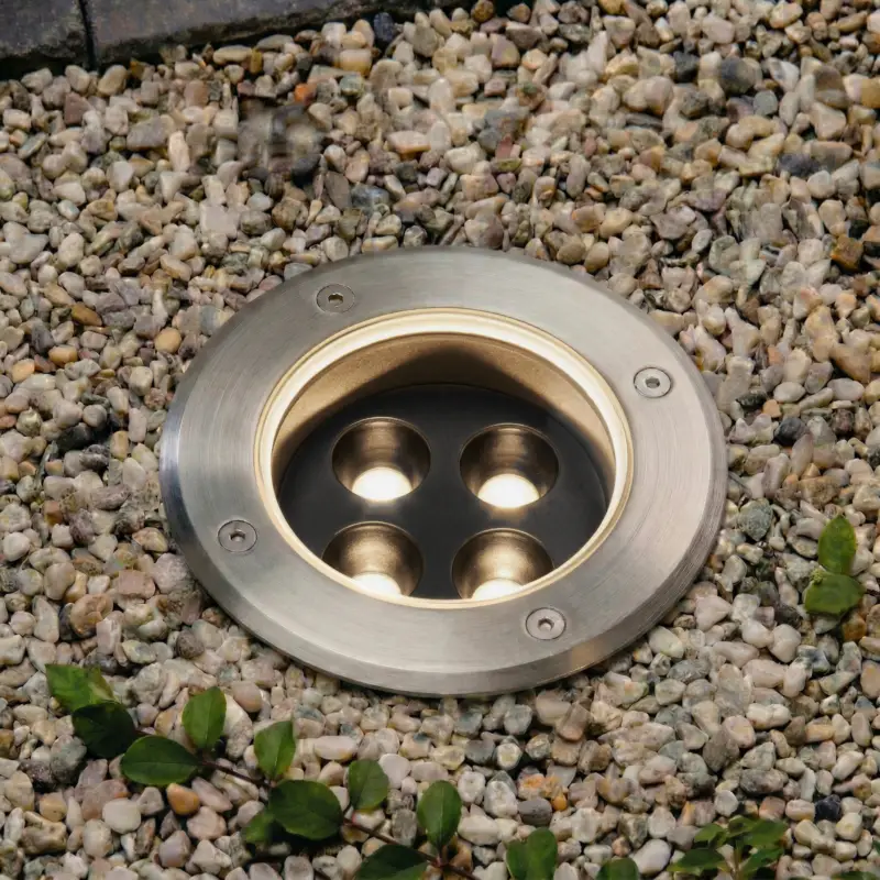 Arcchio LED-golvspot Thentos, Ø 12 cm, 40°, nickel, IP67 Outlet