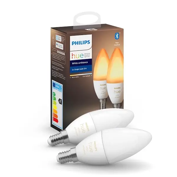 Philips Hue White Ambiance Kron B39 E14 2-pack Bästa pris