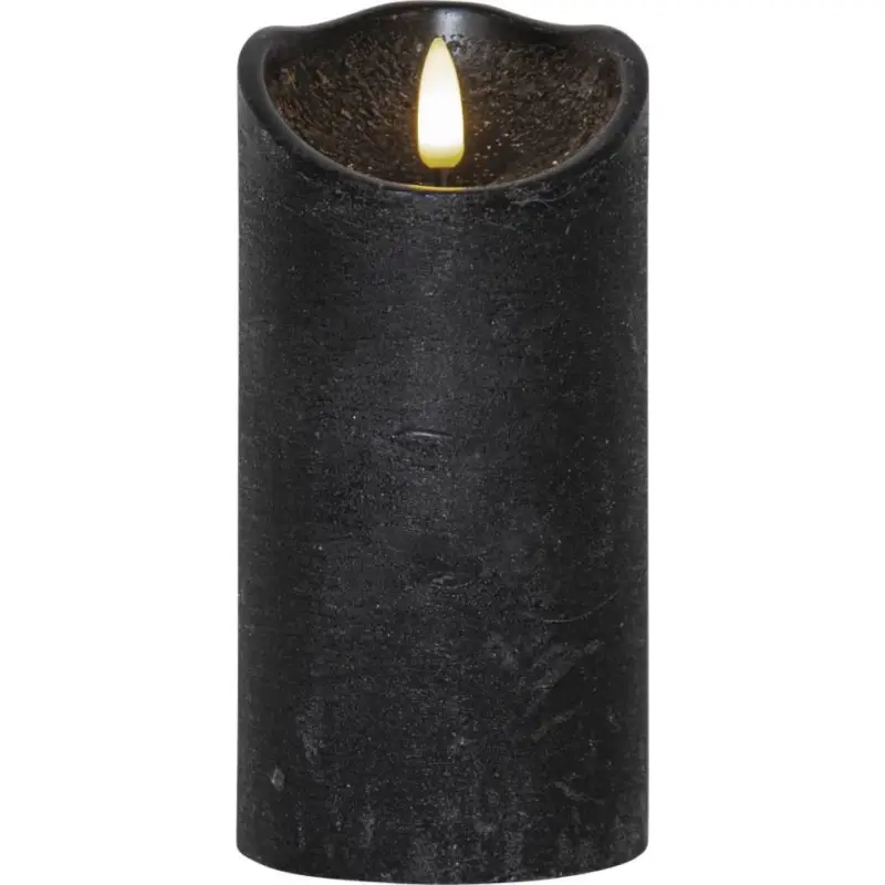 Outlet Flamme Rustic Batteridrivet Blockljus 15cm Svart