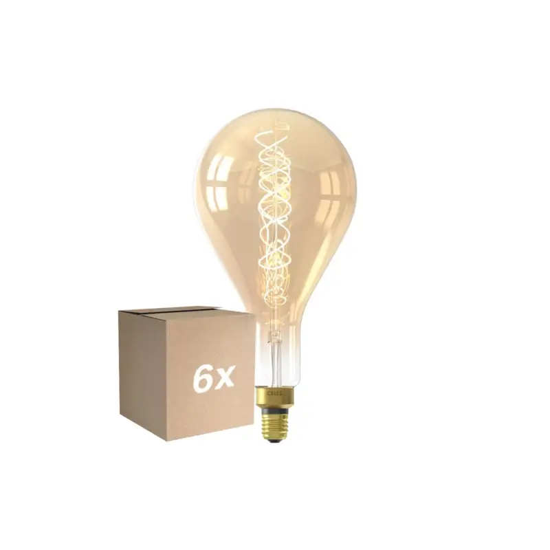 Flerpack 6x Calex XXL Splash Guld LED E27 Filament 3W 250lm- 822 Extra Varm Vit | Dimbar Outlet
